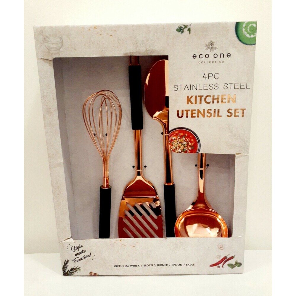 eco one NEW Kitchen Utensil Set eco+ 4 Piece Stainless Steel Easy Grip